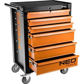 Neo Tools Werkstattwagen Stahl 6 Schubladen Schwarz/Orange bestückt