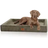 Knuffelwuff Tierbett Hundebett aus Cord Santiago, Orthopädisch grün 100 cm x 120 cm