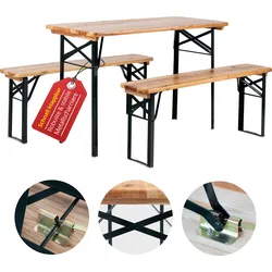 Stagecaptain Hirschgarten Bierzeltgarnitur für Balkon 117 cm natur