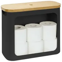 Relaxdays Toilettenpapier Aufbewahrung 12 Rollen, Hellbraun,Schwarz