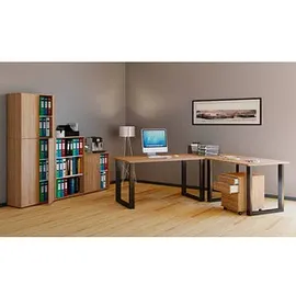 VCM my office Lona Schreibtisch honig-eiche rechteckig, U-Fuß-Gestell schwarz 140,0 x 50,0 cm