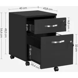 VASAGLE Aktenschrank 40 x 54,4 x 43,8 schwarz
