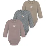 Normani Outdoor Sports 3er Pack Baby Merino Langarmbody „Tuai" in Beige/Grau/Rosa | Gr.: 62