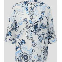 S.Oliver Baumwollbluse mit Fledermausärmeln und floralem All-over-Print, Ecru 36