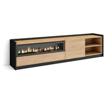 SKRAUT HOME Lowboard 207x50x37 cm Eiche Schwarz Holzwerkstoff