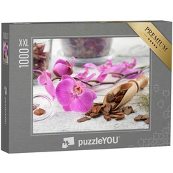 puzzleYOU Puzzle Puzzle 1000 Teile XXL „Wunderschönes Arrangement mit lila Orchidee“, 1000 Puzzleteile, puzzleYOU-Kollektionen Orchideen