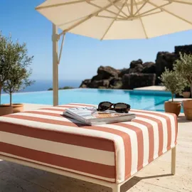 Oviala Gestreifter Pouf modulare Gartenmöbel orange