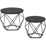 VASAGLE Couchtisch Rund 2er Set Schwarz