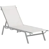 Outsunny - Garten-Sonnenliege Relaxliege mit 5-stufige Rückenlehne Metall Cremeweiß 170 x 58 x 97 cm