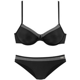 LASCANA Bügel-Bikini, mit gestreiften Einsätzen, schwarz