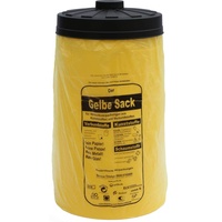 Sacktonne gelb mit schwarzem Deckel für gelben Sack Mülleimer Müllsackständer Gelber Sack Ständer