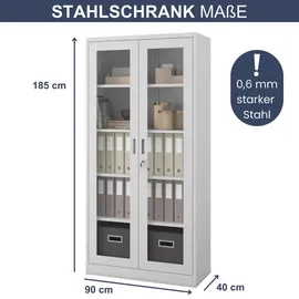 Jan Nowak Vitrinenschrank abschließbar AMELIA Glastüren, 185 x 90 x 40 cm, Wohnzimmer, Wohnwände, Vitrinenschränke
