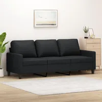 SECOLI Sofa 3 sitzer 3er Couch 3 sitzer Sofa Lounge Couch Sofas & Couches für Wohnzimmer/Schlafzimmer/Büro/Wohnun-Schwarz-Kunstleder-3-Sitzer:180cm