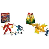 LEGO NINJAGO Kais Feuermech, Actionfiguren-Spielzeug für Kinder & NINJAGO Arins Drachengleiter, Ninja-Set mit Drachen-Spielzeug und Figuren