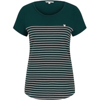 TOM TAILOR Denim Damen 1012686 Streifen T-Shirt - Rosa,Grün - XL
