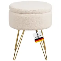 Albatros International Polsterhocker Albatros Hocker mit Stauraum Cannes Sitzhocker mit Stauraum, Modern (Beige, Sherpa), optimal als Fußhocker oder Hocker Schminktisch