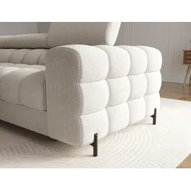 moeblo Polsterecke, Eckcouch Wohnlandschaft Sofa mit Ottomane Eckgarnitur - Ecksofa Neviro L - Weiß (Amore 01) - Weiß