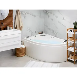 Whirlpool-Badewanne weiß Eckmodell mit LED 150 x 100 cm rechts NEIVA