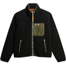 Superdry Herren. Vintage Retro Full-Zip Fleecefutter schwarz (M), Lässig, Polyester, Langarm