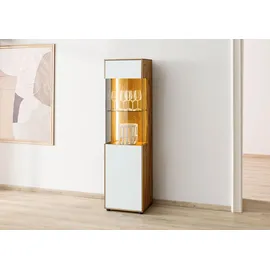 MASSIVMOEBEL24.DE Vitrine Wildeiche 45 x 38 x 168 cm Weiß