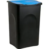 Stefanplast Mülleimer Schwarz/Blau Kunststoff 50L