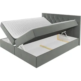 Mirjan24 Boxspringbett Loloz, Doppelbett mit Bettkasten und Matratze, Ehebett (Farbe: Mikrofaza 0015, Größe: 160x200 cm) - Dunkelgrau