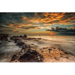 Fototapete PAPERMOON "Photo-Art GUNARTO SONG, WÜTENDER STRAND", bunt, B:4,50m L:2,80m, Vlies, Tapeten