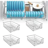 FIVMEN Schublade Schubkasteneinsatz Küchenschrank Teleskopschublade Korbauszug Regal (4 St., 20kg Belastbar), Schrankauszug Ausziehbare Ablage Küchenschubladen Organizer 30 cm