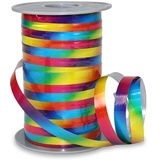 PRÄSENT POLY RAINBOW Ringelband rainbow, 200 m Geschenkband zum Verpacken und Dekorieren, 10 mm Breite, Dekoband in Regenbogenfarben, leicht kräuselbar