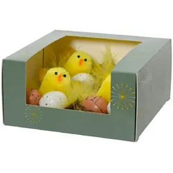 Küken Nest Ostern Nest Chenille gelb Ø 5cm H 4,5cm 4 Stück