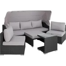 Tectake San Marino Rattan Lounge schwarz/grau