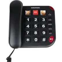 Grundig Senioren Festnetztelefon – mit großen Tasten, Notruftaste und Fototasten – Lautes Klingeln – Telefon mit Kabelanschluss – Für Äl... - Schwarz