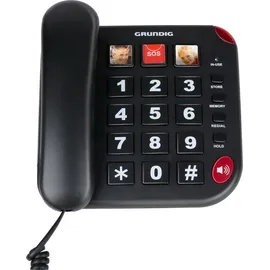 Grundig Senioren Festnetztelefon – mit großen Tasten, Notruftaste und Fototasten – Lautes Klingeln – Telefon mit Kabelanschluss – Für Äl... - Schwarz