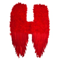 Große rote Dämonenflügel aus Federn - Kostüm-Zubehör für Karneval, Halloween & Motto-Party