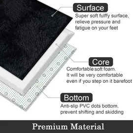 luxuskollektion Teppich Schwarz Shaggy Flauschig 150x240cm Anti-Rutsch Unterseite