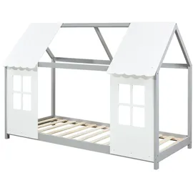[en.casa] Kinderbett Tostedt 90 x 200 cm Kiefer grau/weiß