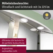 Paulmann LED Möbel-Einbauleuchte weiß Ø 6,5 cm warmweiß 3er Set