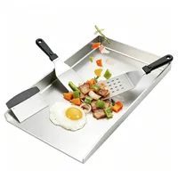 GriHero 26x44.5CM Edelstahl Grillplatte, Universal Grillschale Feuertonne Pizzastahl, BBQ Plancha Gasgrill Zubehör passend für Weber, Holzkohle und Die meisten Grills (26x44.5CM)