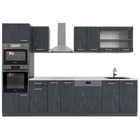 Vicco Küchenzeile R-Line 300 cm Schwarz Beton/Anthrazit