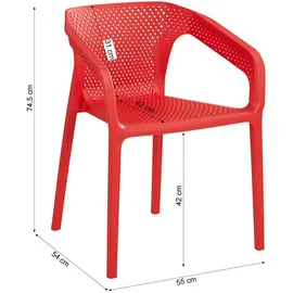 Homestyle4u Gartenstuhl 55 x 54 x 75 cm rot 2 St.