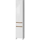 Vicco Badschrank Detmold Weiß Eiche 35 x 190 cm mit 2 Türen und eine Schublade