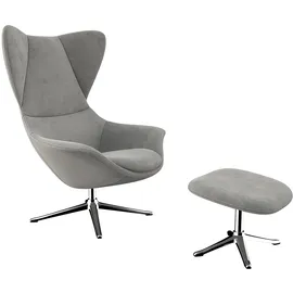 flexlux Ohrensessel »Stilo Relaxsessel, TV-Sessel«, Solitär, Stil-Ikone, drehbar, Fuß Aluminium grau