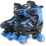 LOKJIJI Rollschuhe für Kinder Jungen Mädchen Anfänger, Einstellbar 4 Größen für Kinder und Jugendliche Teenager, Quad Schwarz&Blau Rollschuhe für Sport (Large_36-40 EU)