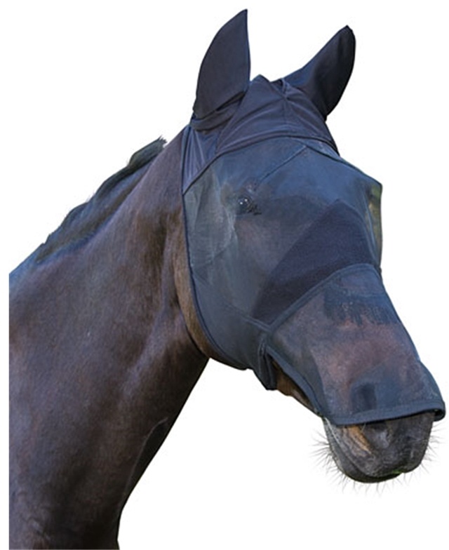 Fliegenmaske für Pferde und Ponys mit Nüstern- und Ohrenschutz, Vollblut (Gr.2)