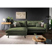 Home affaire Ecksofa Lazio modern und bequem, schmale Armlehnen, tolle Detailverarbeitung, zwei verschiedene Fußfarben wählbar grün