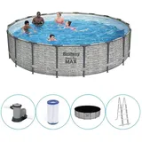 BESTWAY Steel Pro Max Frame Pool Set 549 x 122 cm steinoptik inkl. Filterpumpe