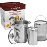 Browin BROWIN® Rostfreier Set Schinkenkocher 313515 + Spargeltopf | Schinkernpresse und Pastatopf mit Siebeinsatz | Schinkenform für gesundes hausgemachtes Fleisch | 1,5kg |