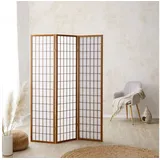 Homestyle4u Paravent Raumteiler 3 4 5 6 teilig Trennwand Shoji Faltbar Braun - 3 teilig 132 cm x 175 cm - braun