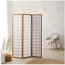 Homestyle4u Paravent Raumteiler 3 4 5 6 teilig Trennwand Shoji Faltbar Braun - 3 teilig 132 cm x 175 cm - braun