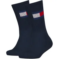 Tommy Hilfiger Socken TOMMY HILFIGER "TH KIDS SOCK FLAG", Mädchen, Gr. 39-42, blau (navy), Baumwollmischung, normal, Socken Socken, halbe Frotteesohle für zusätzlichen Komfort